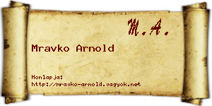 Mravko Arnold névjegykártya